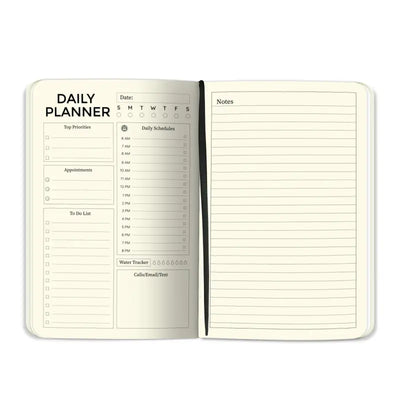 Executive Planner Green showing capturing of notes, top priorities, appointments and To Do List