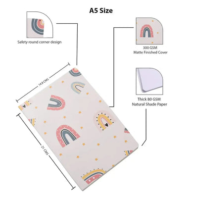 A5 ’Abstract & Fruits’ Notebook Set - 4 Cute Unruled Journals - Journals