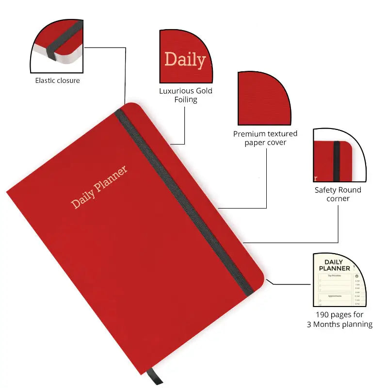 A5 Size Executive Daily Planner | Red