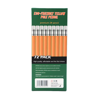 72-Pack Eco-Friendly HB Pencils – Classic Yellow with Eraser - Pencils