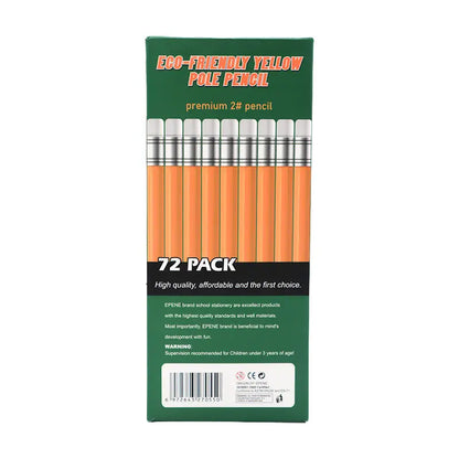 72-Pack Eco-Friendly HB Pencils – Classic Yellow with Eraser - Pencils