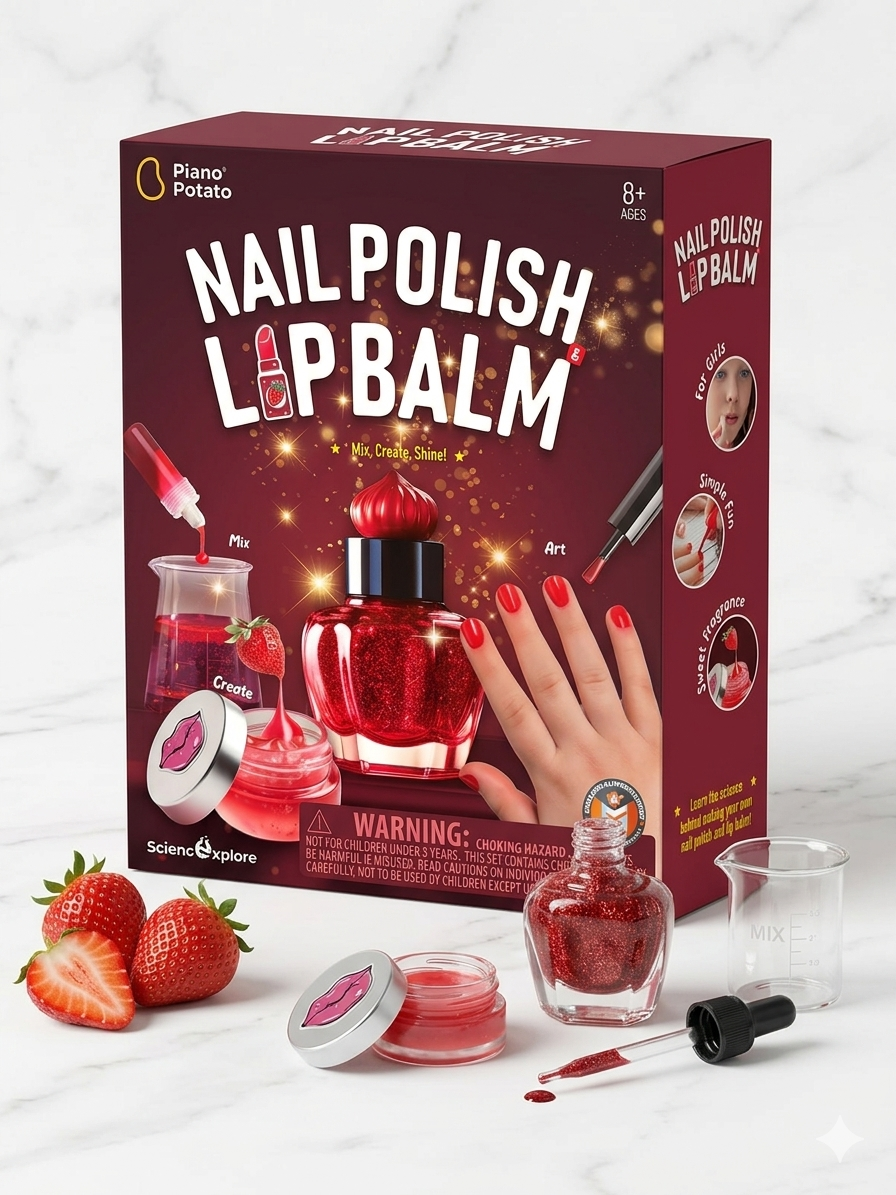 Nail polish and lip balm Dkit with packaging. Buy STEM kits from DoodleVerse